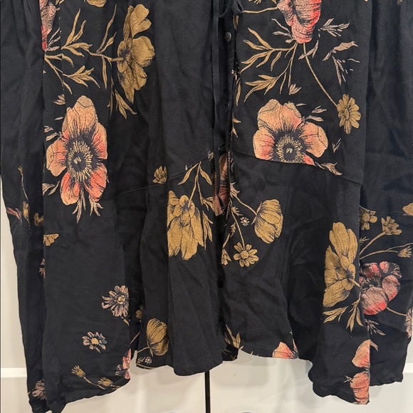 Free People Black Floral Dress collar boho - Picture 8 of 9